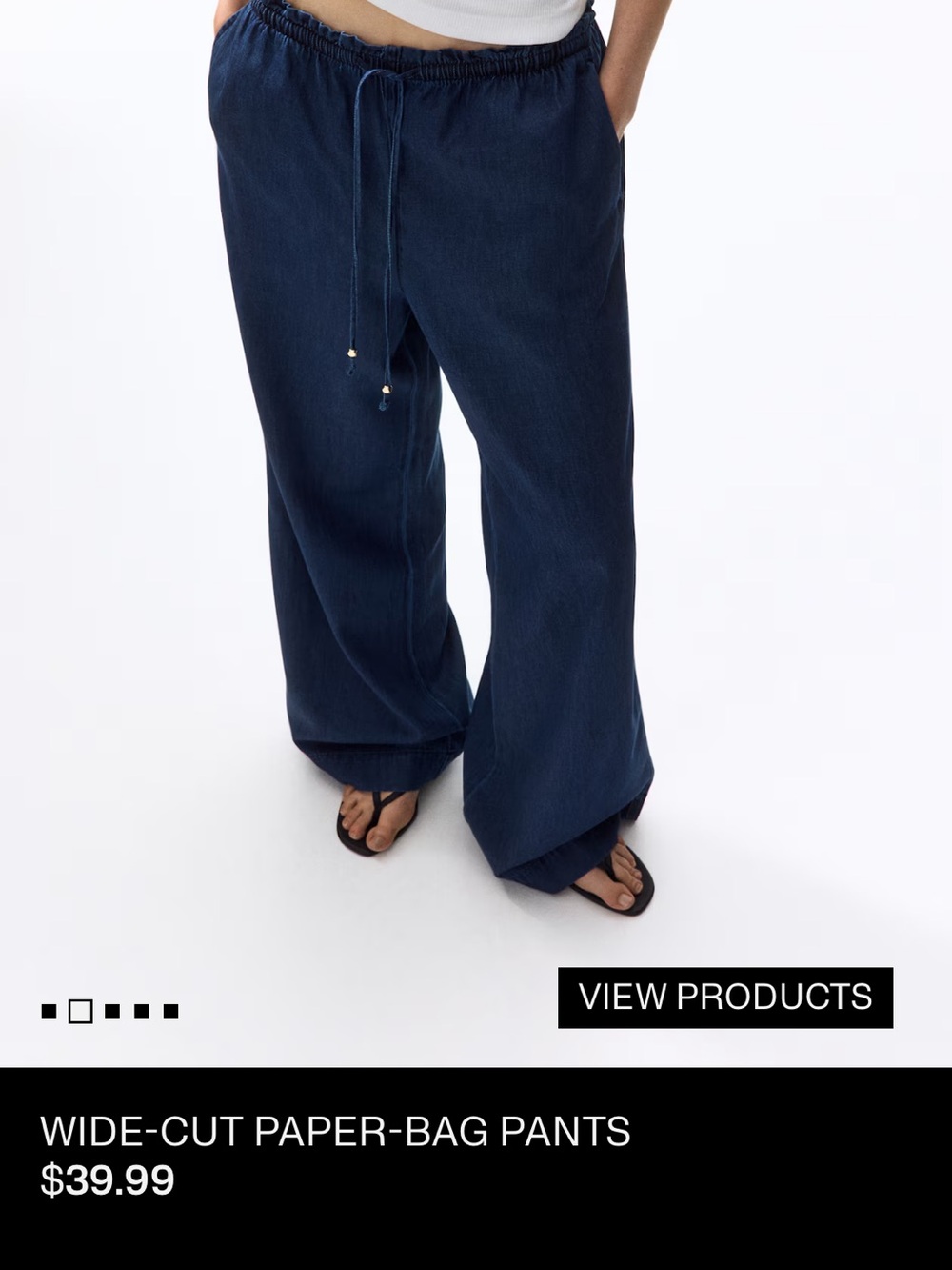 H&M Women’s Wide-Leg Drawstring Joggers - Dark Blue - Picture 5 of 6